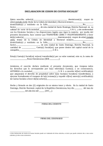 Declaración de cesión de cuotas sociales