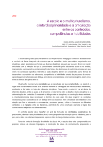 A escola e o multiculturalismo, a interdisciplinaridade e a