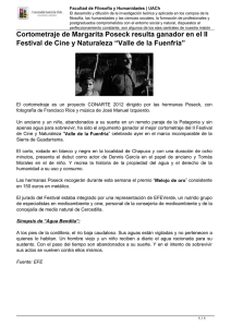 Cortometraje de Margarita Poseck resulta ganador en el II Festival