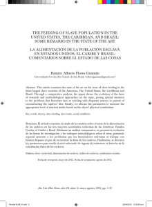 the feeding of slave population in the united states, the caribbean