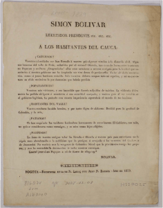Simón Bolívar libertador presidente etc. etc. etc. a los habitantes del