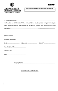 Designación de Presidente de Mesa