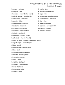 Vocabulario | En el salón de clase Español → Inglés