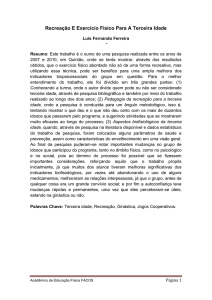 Recreação E Exercício Físico Para A Terceira Idade