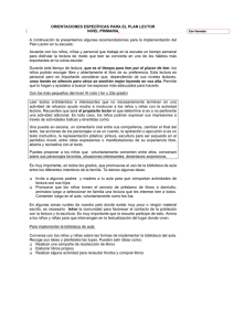 Orientaciones específicas para el Plan Lector - Nivel PRIMARIA