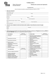 FORMULARIO 1 Solicitud de Licencia de Operación