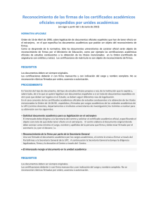 Reconocimiento de las firmas de los certificados académicos
