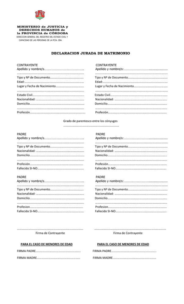 Declaracion Jurada De Matrimonio 7585