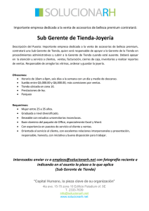 Sub Gerente de Tienda-Joyería