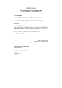 119-2012. Concédase facultad para administrar el Sacramento de