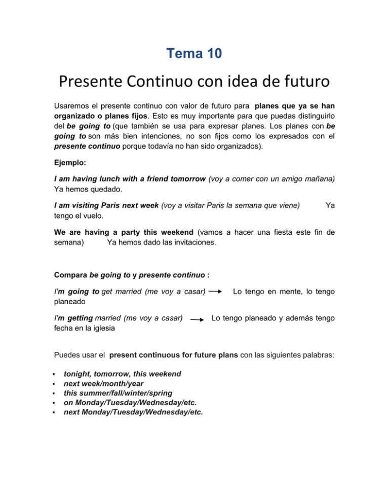 Presente Continuo Con Idea De Futuro