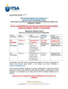 Calendario Mesas de Trabajo