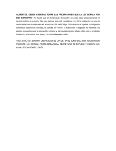 ALIMENTOS. DEBEN CUBRIRSE TODAS LAS PRESTACIONES