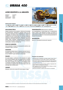 Hoja de Datos Acero RD URSSA 400 Resistente a la Abrasión