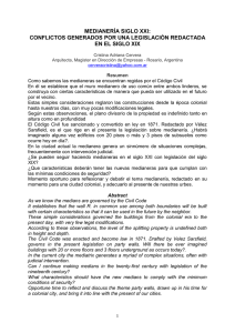 medianería siglo xxi. conflictos generados por una legislación