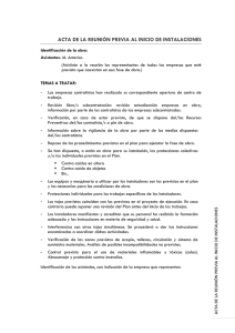 ACTA DE LA REUNIÓN PREVIA AL INICIO DE INSTALACIONES