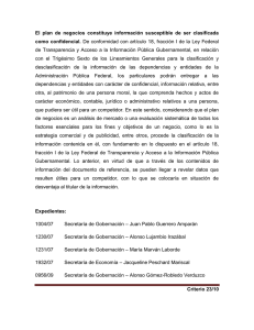 El plan de negocios constituye información susceptible de ser