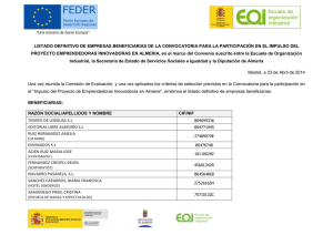 listado definitivo de empresas beneficiarias de la convocatoria