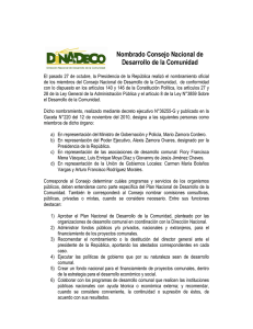 Nombrado Consejo Nacional de Desarrollo de la Comunidad