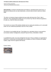 El Vaticano admite existencia de vida fuera de la Tierra