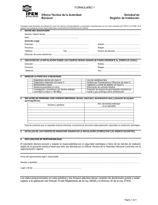 FORMULARIO 1 Oficina Técnica de la Autoridad Nacional Solicitud