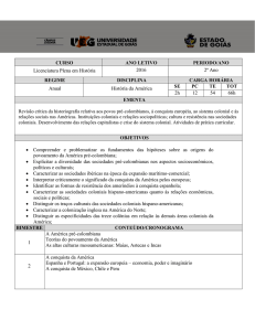 CURSO ANO LETIVO PERIODO/ANO Licenciatura Plena em