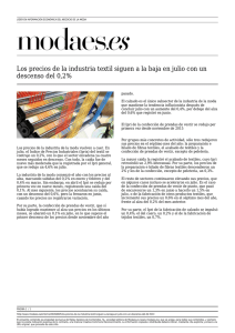 Los precios de la industria textil siguen a la baja en