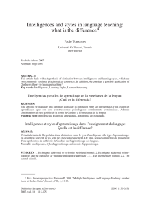 Intelligences and styles in language teaching: what is the difference?