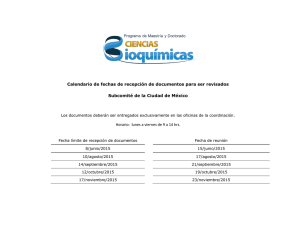 Calendario de fechas de recepción de documentos para ser