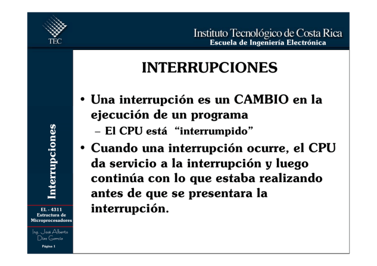 Interrupciones Escuela De Ingenier a Electr nica