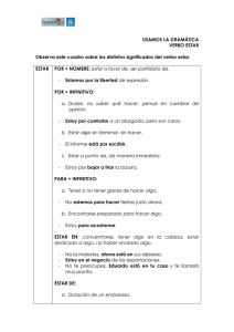 USAMOS LA GRAMÁTICA VERBO ESTAR Observa este cuadro