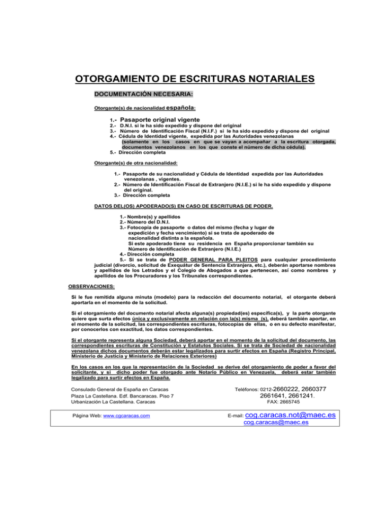 Requisitos Para El Otorgamiento De Escrituras Notariales