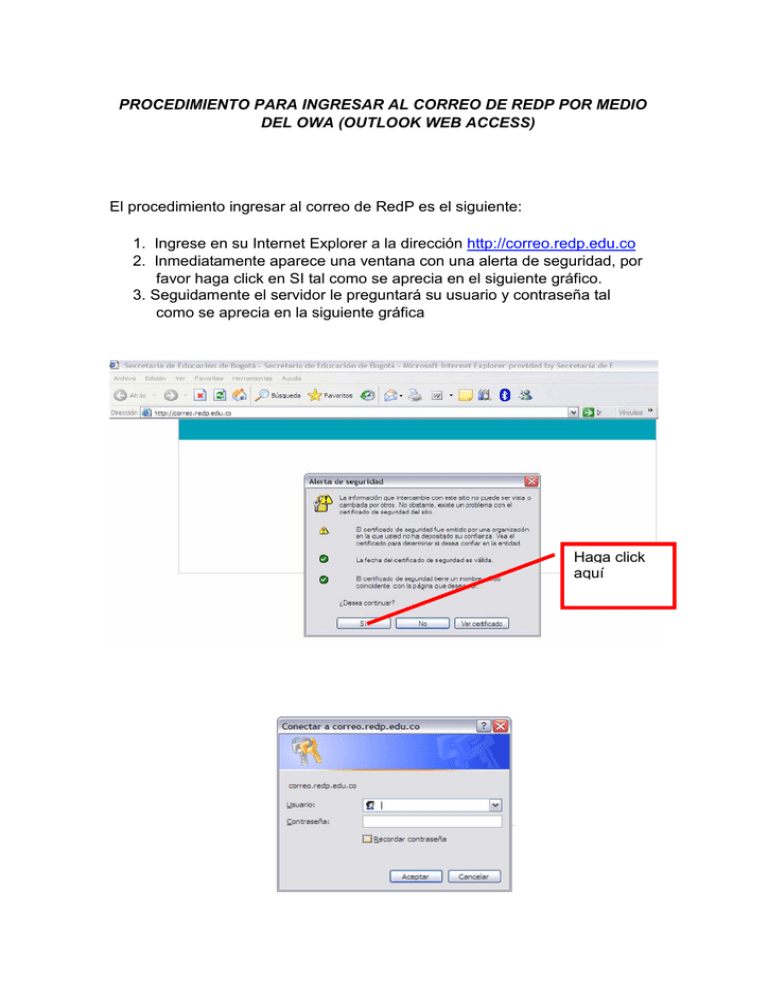 PROCEDIMIENTO PARA INGRESAR AL CORREO DE REDP POR
