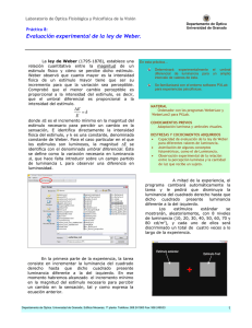 Evaluación experimental de la ley de Weber.
