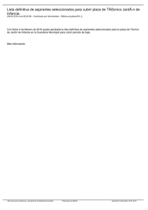Lista definitiva de aspirantes seleccionados para cubrir plaza de TÃ