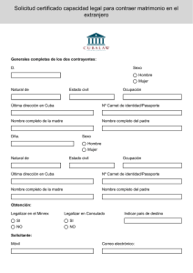 Solicitud certificado capacidad legal para contraer matrimonio en el