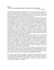 Ensayo “Conocer nuestra propia ignorancia es la mejor parte del