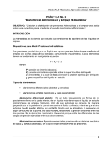 PRÁCTICA No. 2 “Manómetros Diferenciales y Empuje Hidrostático”