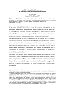Análisis lexicográfico del verbo hacer: el verbo hacer en un