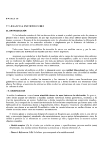 UNIDAD 10 TOLERANCIAS. INCERTIDUMBRE 10.1