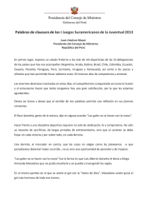 Palabras de clausura de los I Juegos Suramericanos de la Juventud