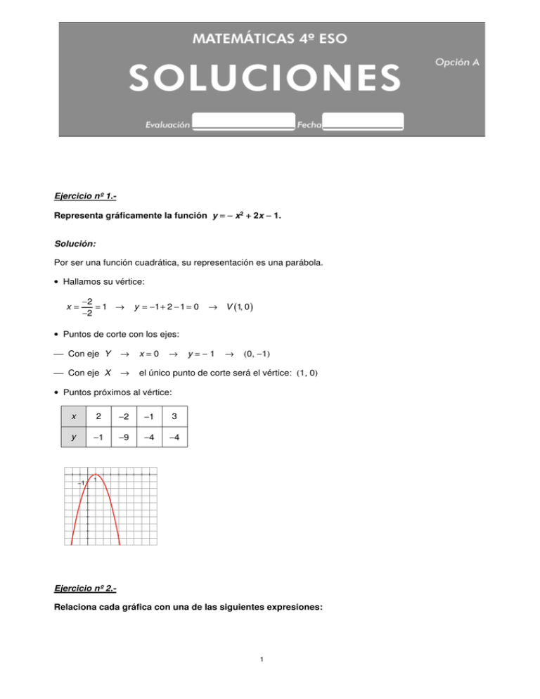 Ejercicio Nº 1 Representa Graficamente La Funcion Y X2 2x 1