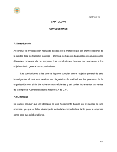 CAPÍTULO VII CONCLUSIONES 7.1 Introducción Al concluir la