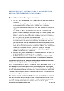 Agua de consumo humano utilizada en acampada