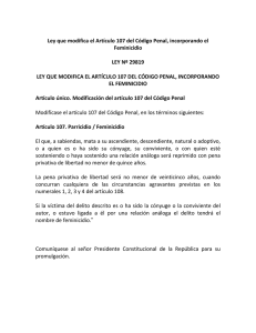 Ley que modifica el Artículo 107 del Código Penal, incorporando el