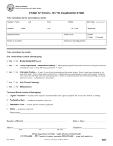 PROOF OF SCHOOL DENTAL EXAMINATION FORM