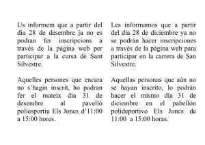 Les informamos que a partir del día 28 de diciembre ya no se