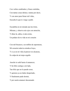 Con verbos cambiados y frases omitidas, Con tantas cosas dichas y