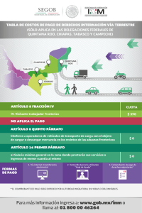 pago de derechos via terrestre (frontera sur) 2016