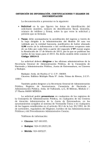 Instrucciones para obtener información, certificados y examen de